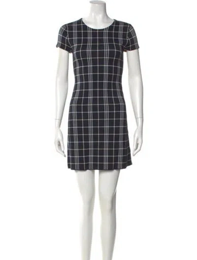 Pre-owned Theory Plaid Print Mini Dress In Blue