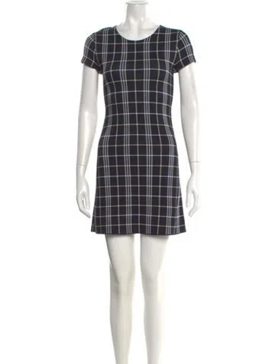 Pre-owned Theory Plaid Print Mini Dress In Blue
