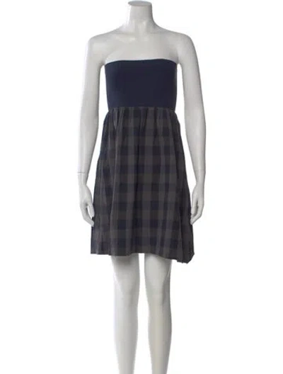 Pre-owned Theory Plaid Print Mini Dress In Blue
