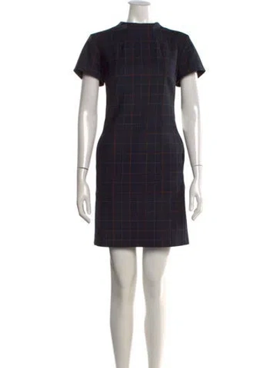 Pre-owned Theory Plaid Print Mini Dress In Blue