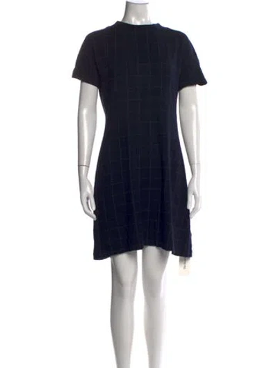 Pre-owned Theory Plaid Print Mini Dress In Blue