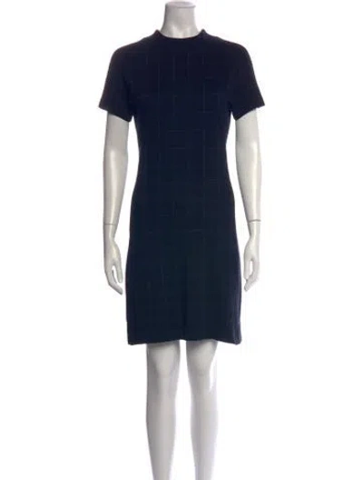 Pre-owned Theory Plaid Print Mini Dress In Blue