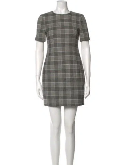 Pre-owned Theory Plaid Print Mini Dress In Gray