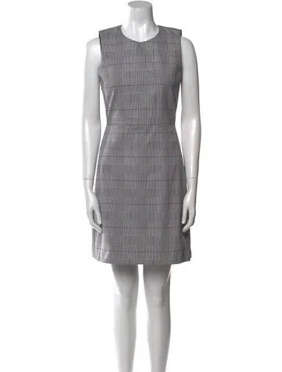 Pre-owned Theory Plaid Print Mini Dress In Gray