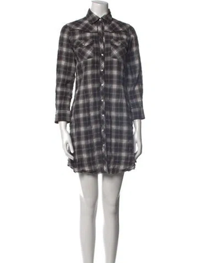 Pre-owned Theory Plaid Print Mini Dress In Gray