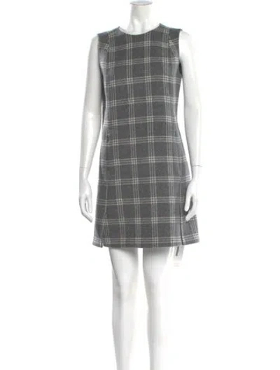 Pre-owned Theory Plaid Print Mini Dress In Gray
