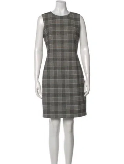 Pre-owned Theory Plaid Print Mini Dress In Gray