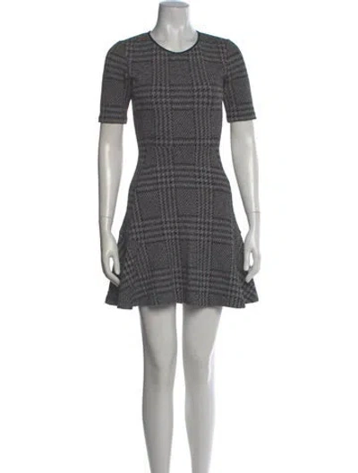 Pre-owned Theory Plaid Print Mini Dress In Gray
