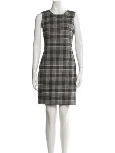 Pre-owned Theory Plaid Print Mini Dress In Gray