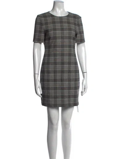 Pre-owned Theory Plaid Print Mini Dress In Gray