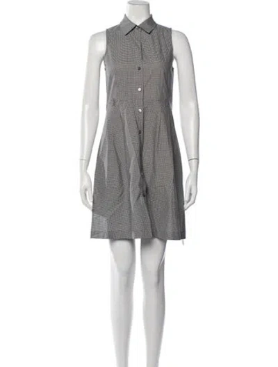 Pre-owned Theory Plaid Print Mini Dress In Grey