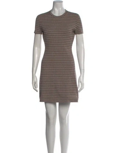 Pre-owned Theory Plaid Print Mini Dress In Neutral