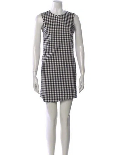 Pre-owned Theory Plaid Print Mini Dress In Neutral
