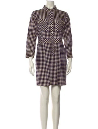 Pre-owned Theory Plaid Print Mini Dress In Purple