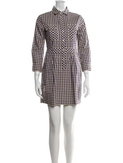 Pre-owned Theory Plaid Print Mini Dress In Purple