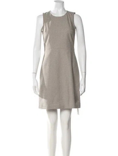 Pre-owned Theory Plaid Print Mini Dress W/ Tags In Neutral