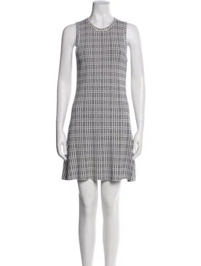 Pre-owned Theory Plaid Print Mini Dress In White