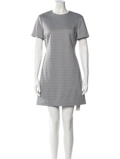 Pre-owned Theory Plaid Print Mini Dress In White