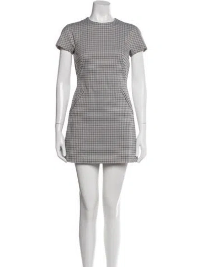Pre-owned Theory Plaid Print Mini Dress In White