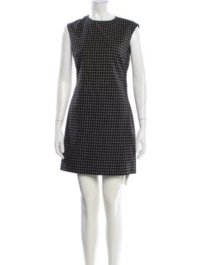 Pre-owned Theory Plaid Print Mini Dress In White