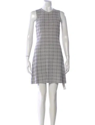 Pre-owned Theory Plaid Print Mini Dress In White