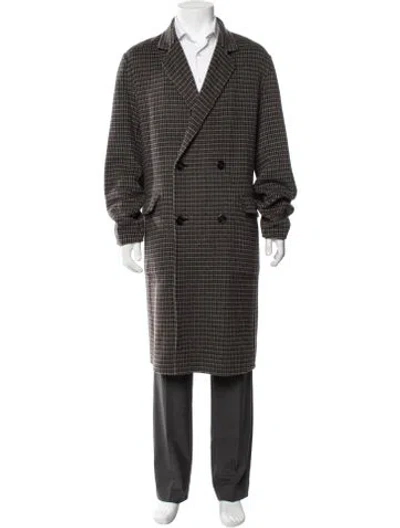 Pre-owned Theory Plaid Print Overcoat In Grey