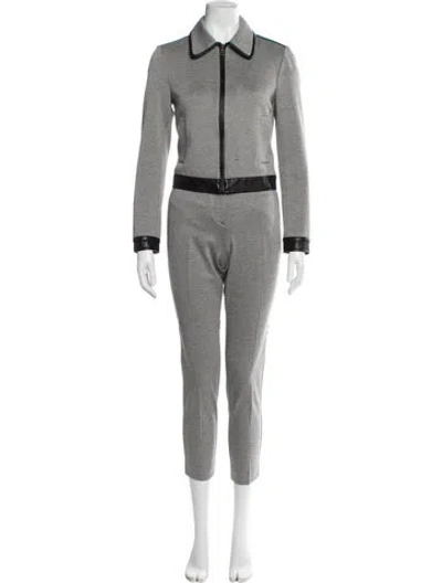 Pre-owned Theory Plaid Print Pant Set In Gray