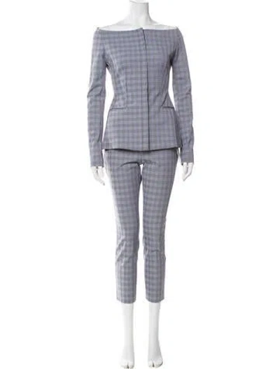 Pre-owned Theory Plaid Print Pant Set In Multi