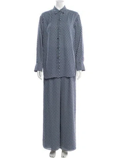 Pre-owned Theory Plaid Print Pant Set W/ Tags In Blue