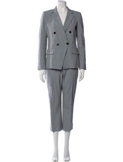 Pre-owned Theory Plaid Print Pantsuit In Blue