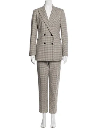 Pre-owned Theory Plaid Print Pantsuit In Neutrals