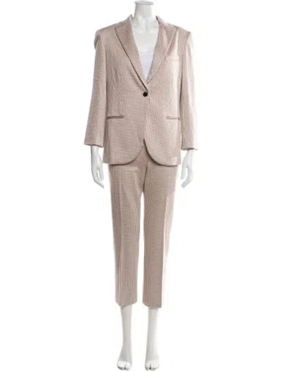 Pre-owned Theory Plaid Print Pantsuit In Pink