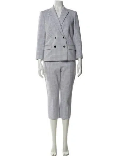 Pre-owned Theory Plaid Print Pantsuit In White