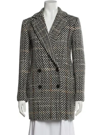 Pre-owned Theory Plaid Print Peacoat In Black