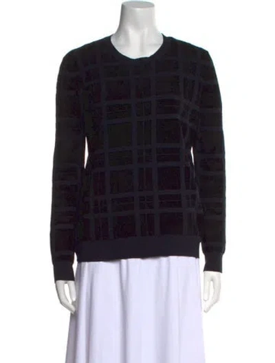 Pre-owned Theory Plaid Print Scoop Neck Sweater In Black