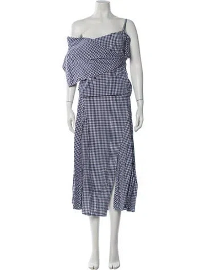 Pre-owned Theory Plaid Print Skirt Set In Blue
