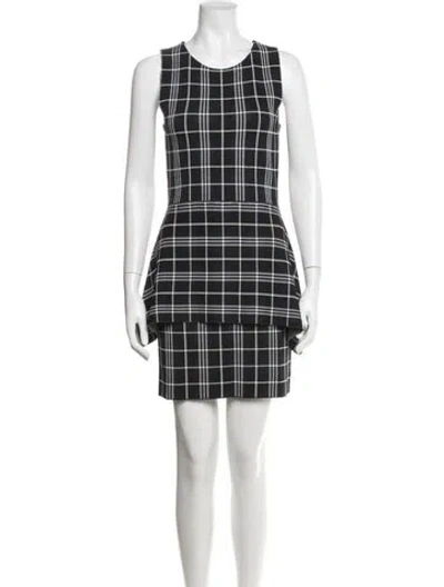 Pre-owned Theory Plaid Print Skirt Set In Blue