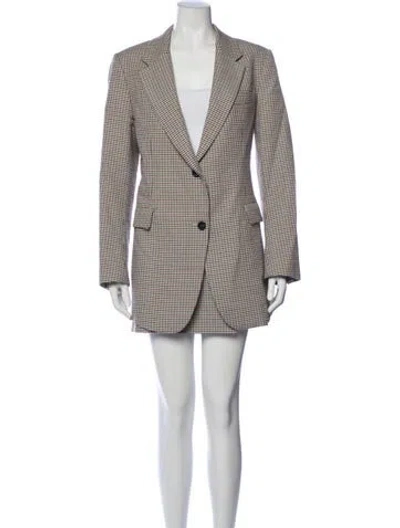 Pre-owned Theory Plaid Print Skirt Set In Neutral