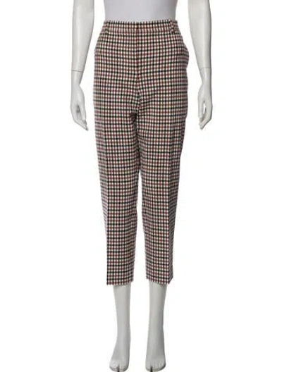 Pre-owned Theory Plaid Print Straight Leg Pants In Multi