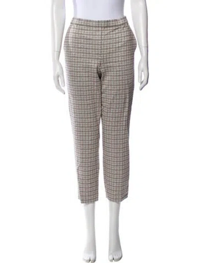 Pre-owned Theory Plaid Print Straight Leg Pants W/ Tags In Neutral