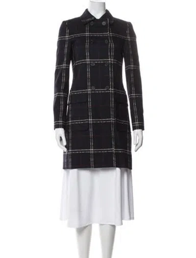 Pre-owned Theory Plaid Print Trench Coat In Gray