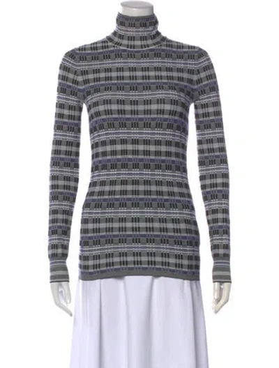 Pre-owned Theory Plaid Print Turtleneck Sweater In Black