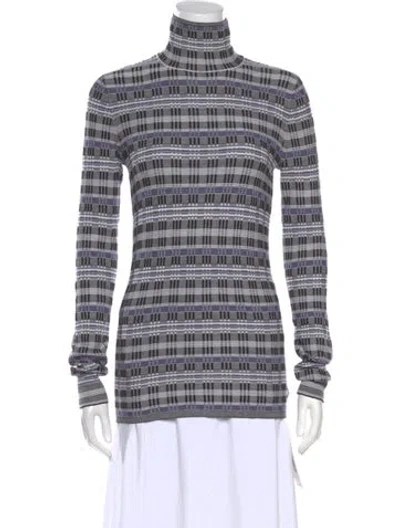 Pre-owned Theory Plaid Print Turtleneck Sweater In Black