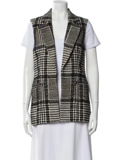 Pre-owned Theory Plaid Print Vest In Black