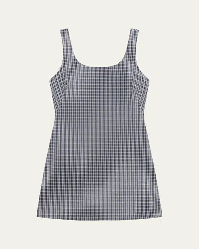 Theory Plaid Scoop-neck Mini Dress In Multi