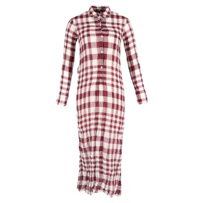Theory Plaid Shirt Dress In Red Cotton