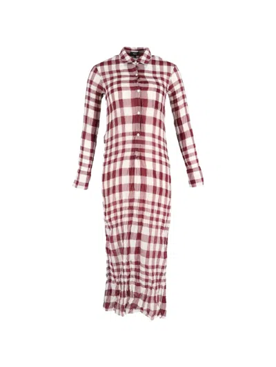 Pre-owned Theory Plaid Shirt Dress In Red