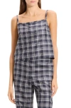 Theory Bind Strap Plaid Silk Top In Multi