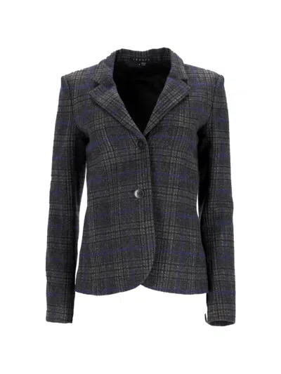 Pre-owned Theory Plaid Single-breasted Blazer In 灰色