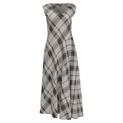 Theory Plaid Tango Dress In White Viscose In Multi